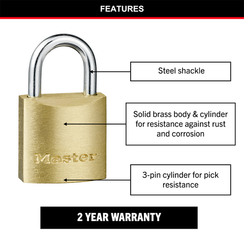 Master Lock 20mm Solid Brass Keyed Padlock, 4 Pack Keyed Alike, Steel Shackle