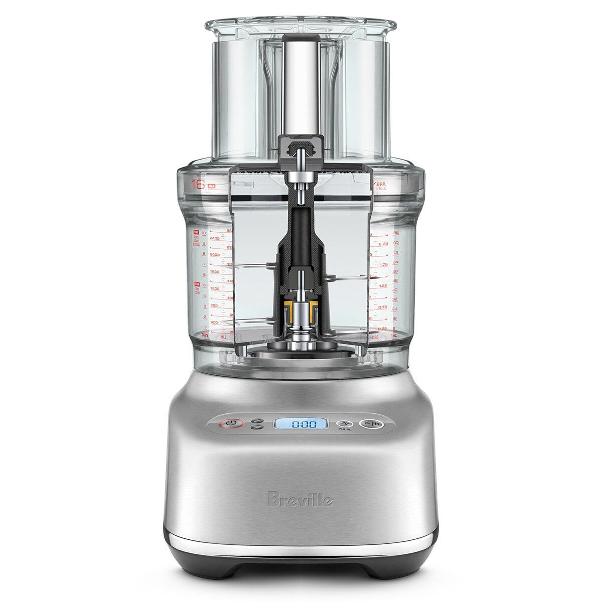 Breville the Kitchen Wizz 16 food processor - 900W, 140mm feed chute, brushed stainless steel - BFP810BSS
