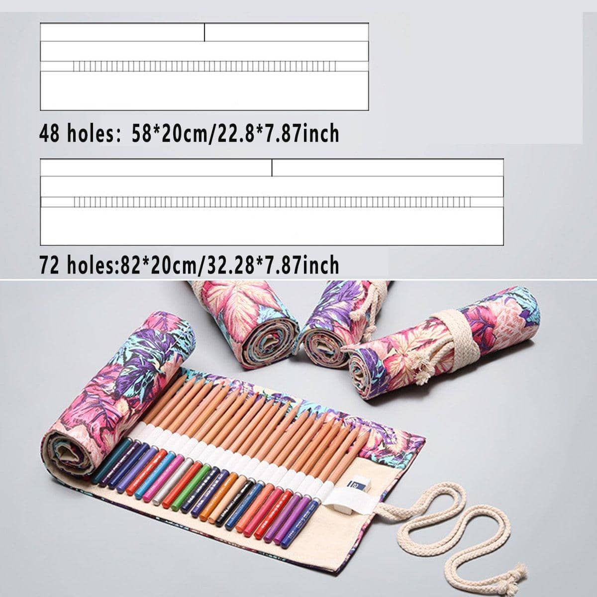 48-Hole Canvas Roll-Up Pencil Case - Elephant Print, 58 x 20 cm - view 4