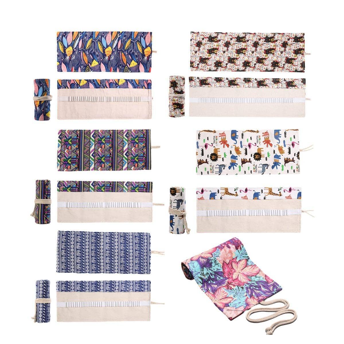 48-Hole Canvas Roll-Up Pencil Case - Fish Print, 58 x 20 cm - view 3