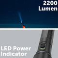 Ironhorse 2200lm Premium Hybrid Dual Power Torch Flashlight - 300mm - Black/Gun Metal - Rechargeable - Adjustable Focus - Water Resistant - SuperSaverAU - view 4