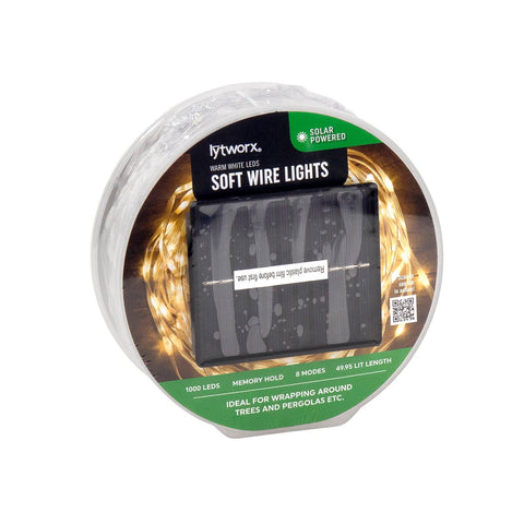 Lytworx Warm White Solar Soft Wire Lights - 49.95m - 8 Lighting Modes - SuperSaverAU - view 1
