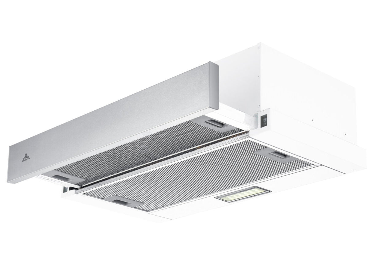 Trinity 90cm Slideout Rangehood - Front Recirculating, 440m³/h, Stainless Steel Facia, LED Lights - TR91290