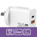 Antsig 30W 2-Port USB GaN Wall Charger - USB-C PD + USB-A QC 3.0 APWC30WAC
