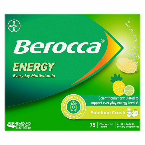 Berocca Energy Vitamin Tablets Pine Lime 75 Effervescent Pack B Vitamins