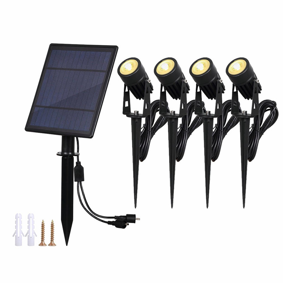 Gardenglo Solar Powered 4 x LED Spotlights 400lm 430mm Black - SuperSaverAU - view 1