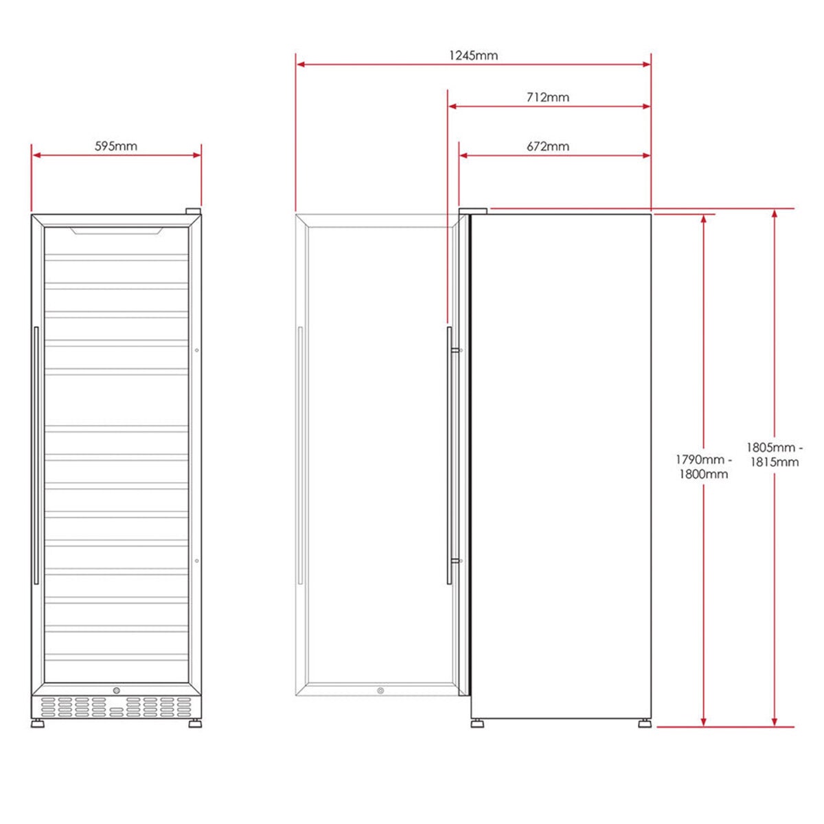 Smart 440L Dual Zone 166 Bottle Freestanding Wine Fridge - Black, Active Carbon Filter - SMAWC168DN