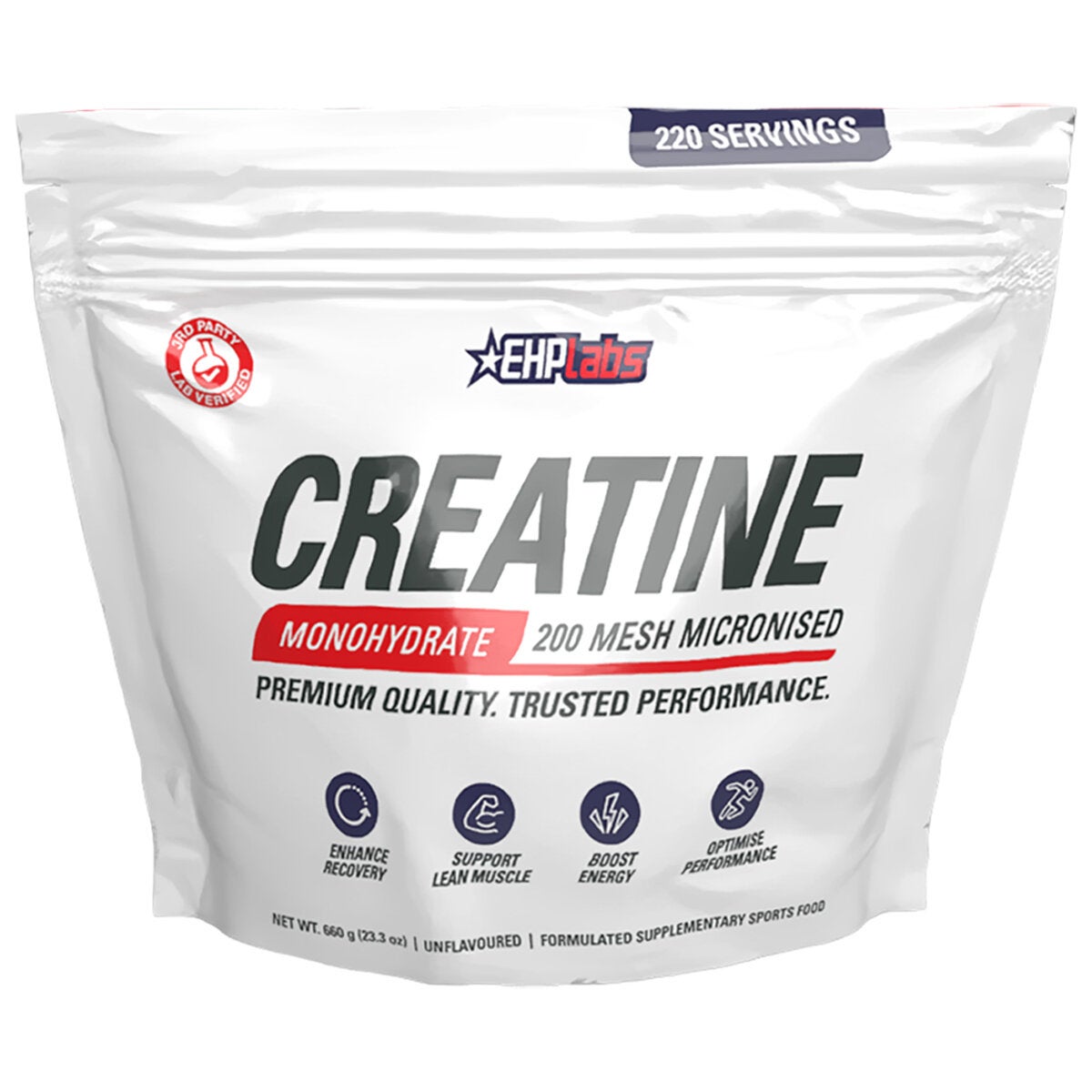 EHPlabs Micronised Creatine Monohydrate Unflavoured 220 Serve Supplement
