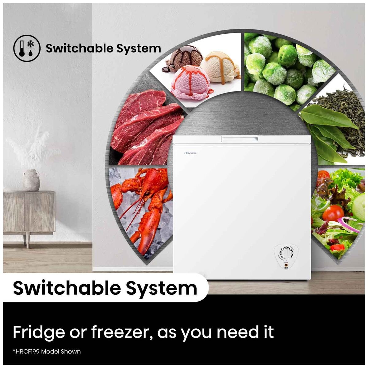 Hisense 300L Hybrid Chest Freezer - White, 5.5 Star Energy Rating, Electronic Control - HRCF301