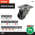Move It 25mm 10kg Rubber Swivel Castor Indoor