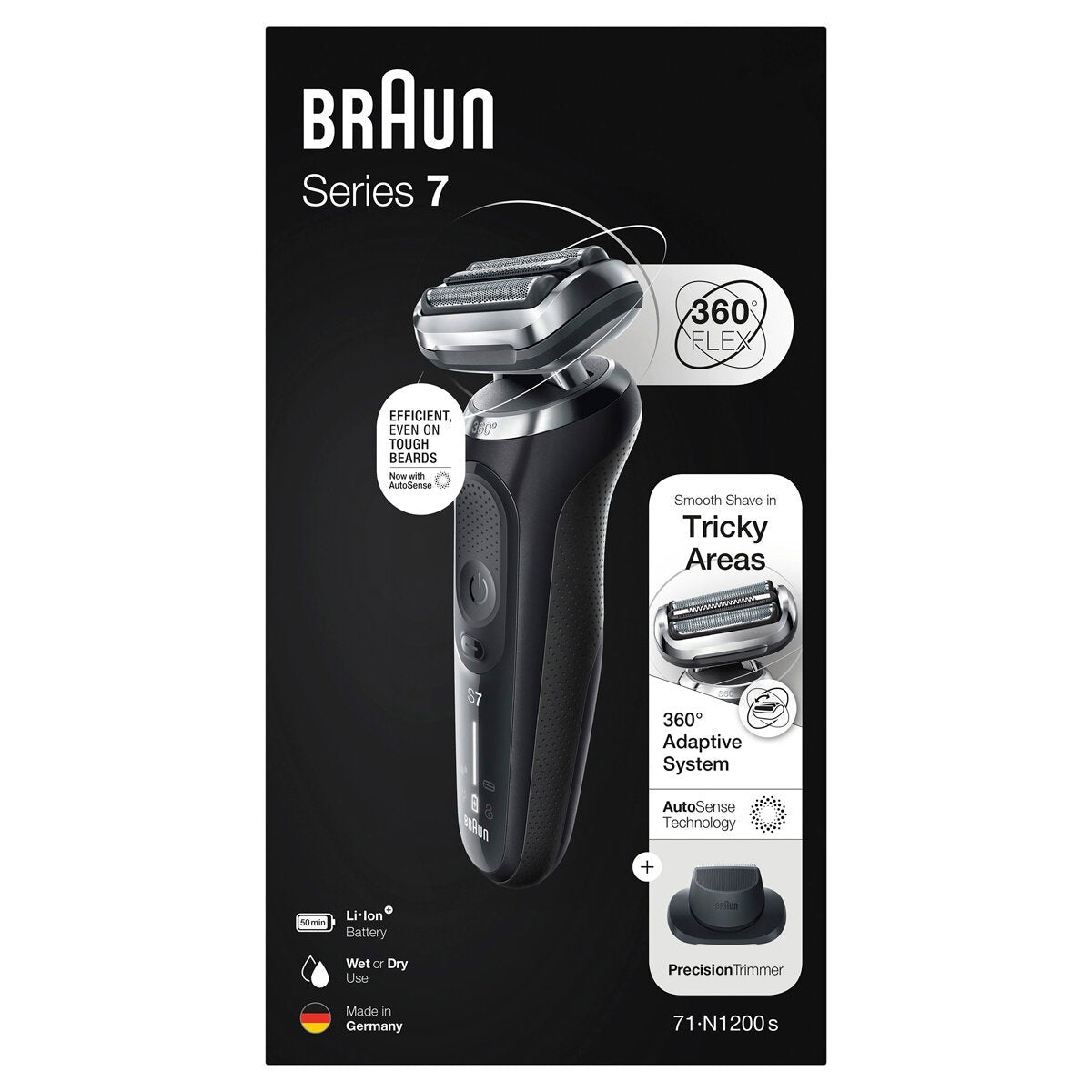 Braun Waterproof Electric Razor Series 7 Wet and Dry With Trimmer 71-N1200S-OH