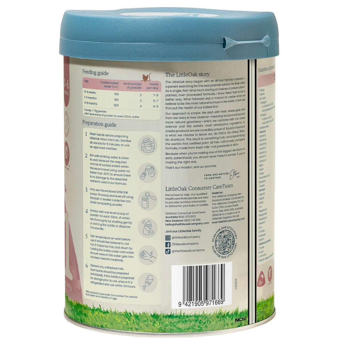 LittleOak Stage 1 Goat Milk Formula With Olive Oil 6 x 800g Natural — image 2