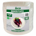 IECO Compostable Sugarcane Plate Pack, 180 Count White 178mm Disposable Plates — image 4