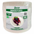 IECO Compostable Sugarcane Plate Pack, 180 Count White 178mm Disposable Plates — image 6