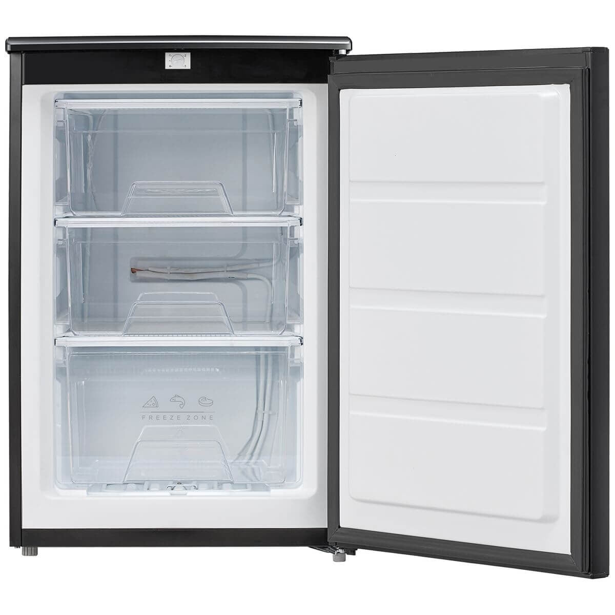Mykin 88L undercounter bar freezer - black, 4 star energy rating, 3 storage drawers - MUF88B