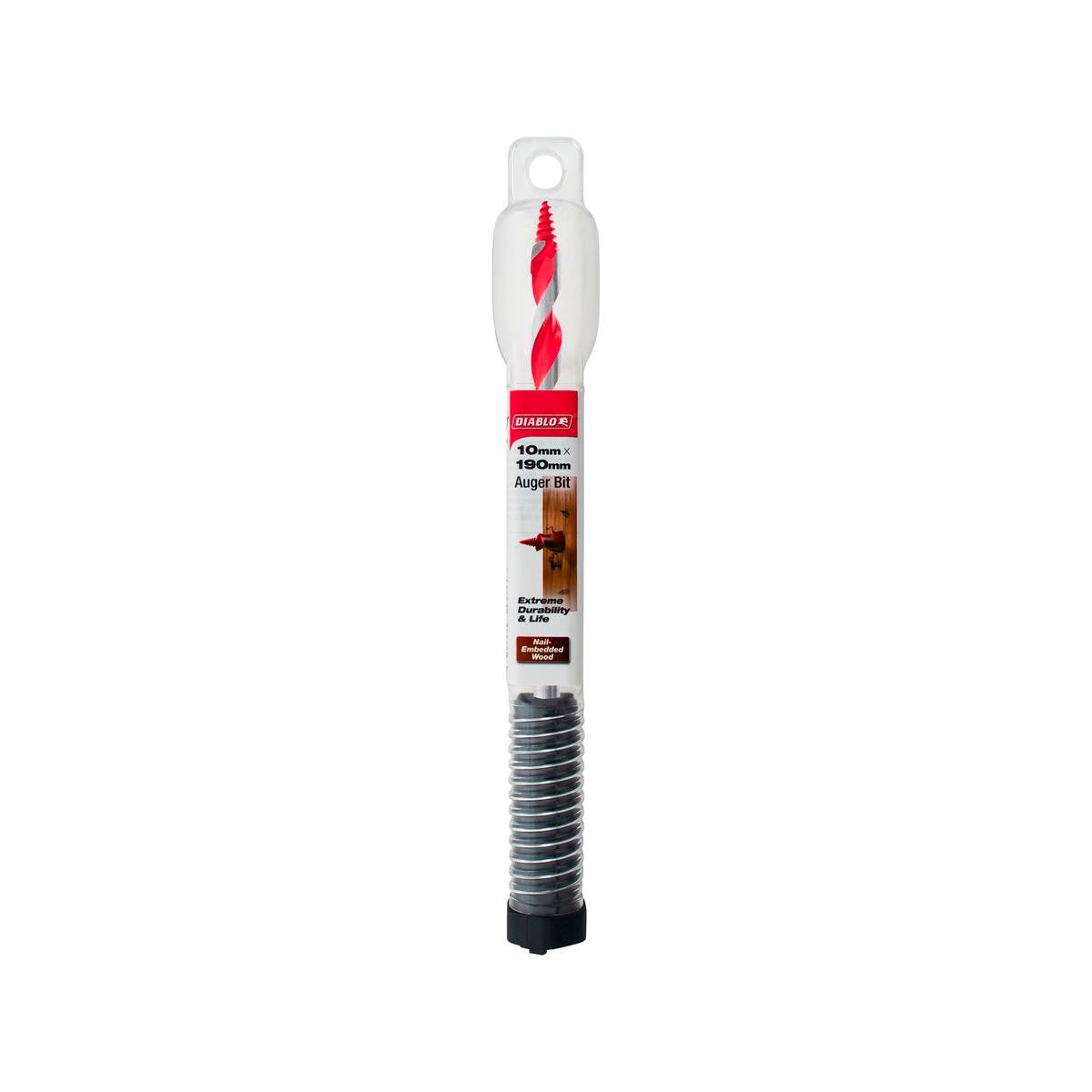 Diablo Auger Bit - 10 x 190mm - Red - Dura-Tip™ - Self-Feeding Design - SuperSaverAU - view 1