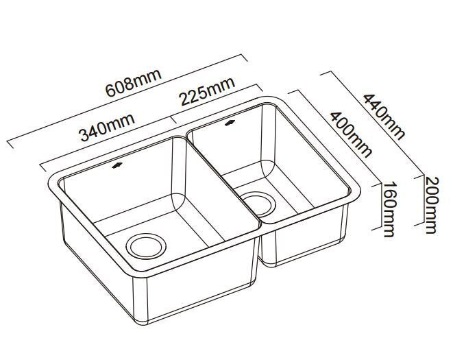 Abey Lucia Sink Pack - 1 and 1/3 Bowl, Satin Mirror, Top, Under or Flush Mount - LUA190PK