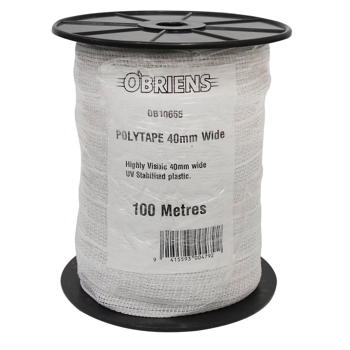 O Briens Electric Fencing Polytape 100m x 40mm - UV Stabilised Plastic - SuperSaverAU - view 1
