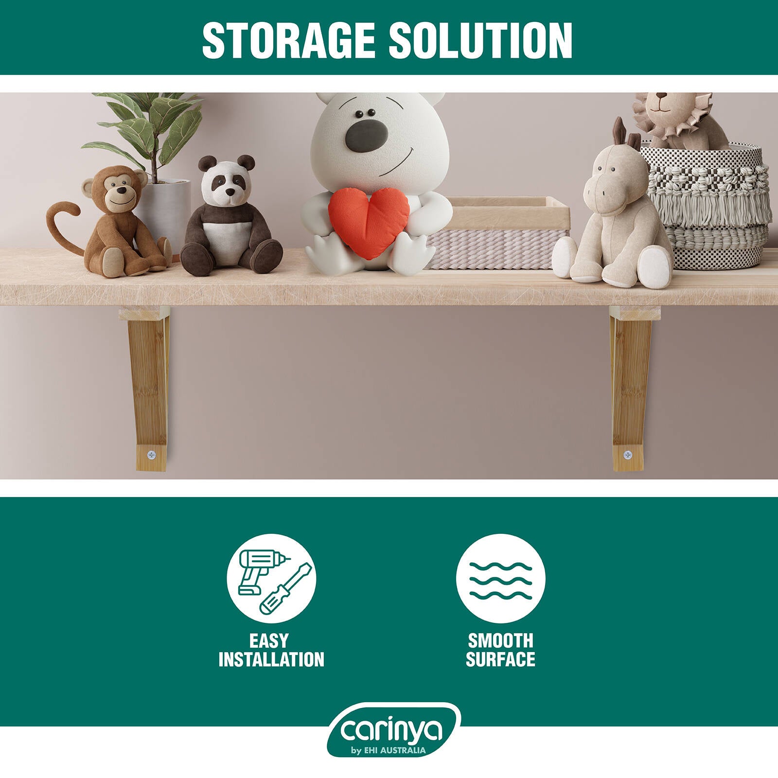 Carinya 150 x 130mm Varnished Bamboo Stayed Wall Bracket 40kg