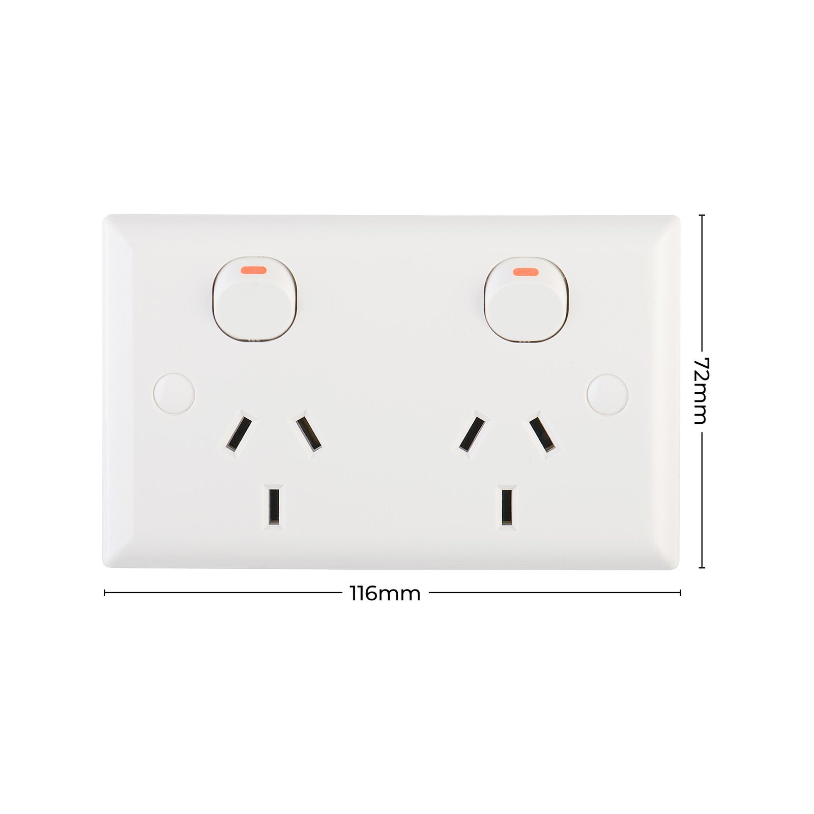DETA Solid Plate Double Powerpoint White Polycarbonate 10A 250V