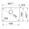 Franke 553mm Wide Single Bowl Undermount Sink - Stone Grey Granite - Hidden Overflow - MRG110-52SG-B