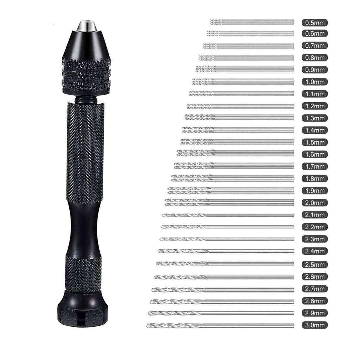 49 Piece Mini Hand Drill Set with Twist Drill Bits, 0.5mm to 3.0mm - view 4