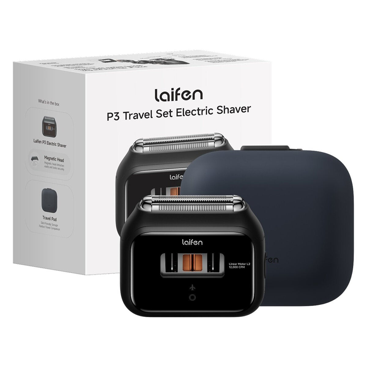 Travel Foil Shaver with Two Foils Plus Trimmer, 100-Minute Runtime and Waterproof Body, Laifen P3 1ER91PAUBL001 — image 2