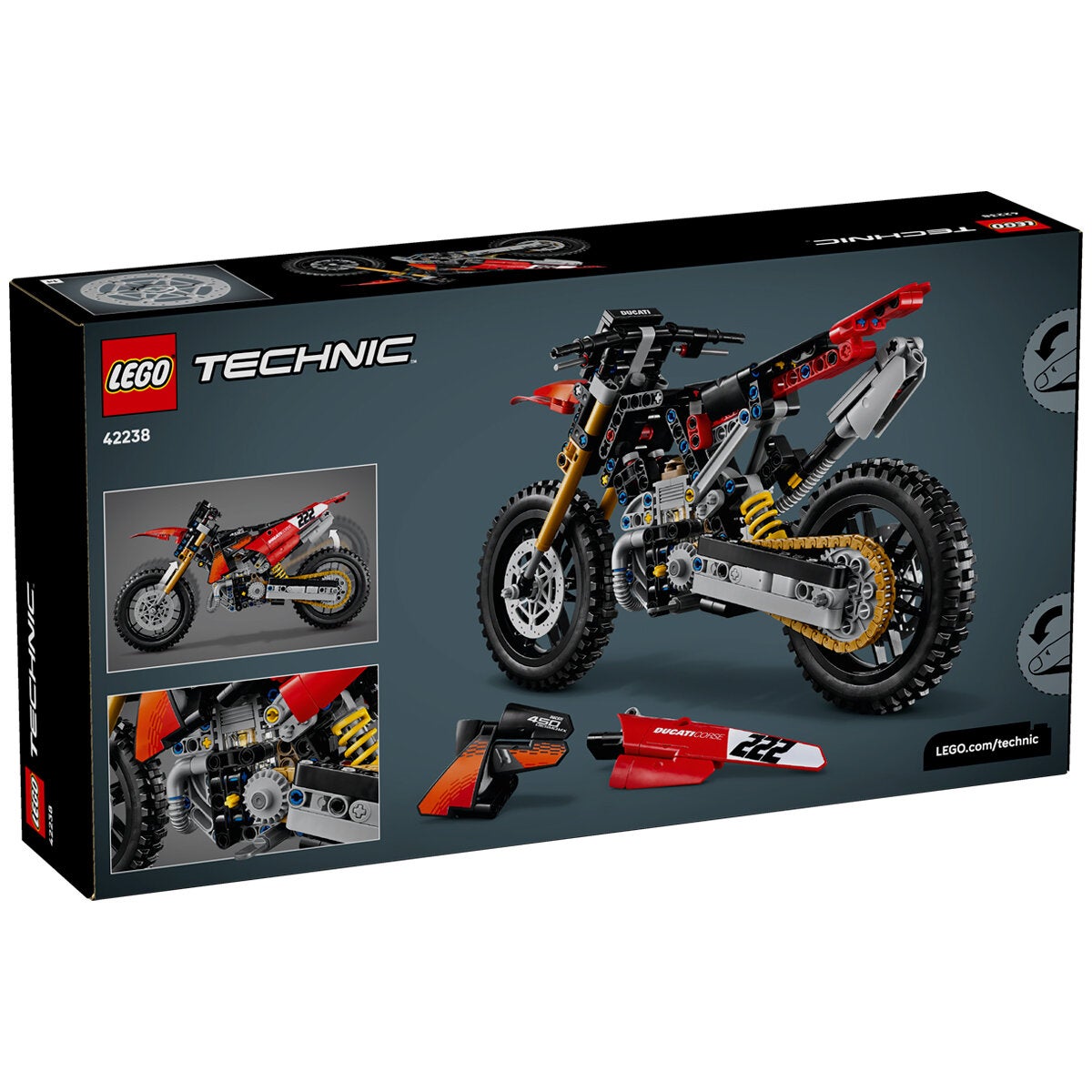 LEGO Ducati Desmo450 MX Factory Technic Motorbike Model Kit 457 Pieces 42238 — image 3