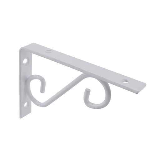 Carinya Scroll Stayed Bracket - 150 x 100mm - Powder Coated Steel - White