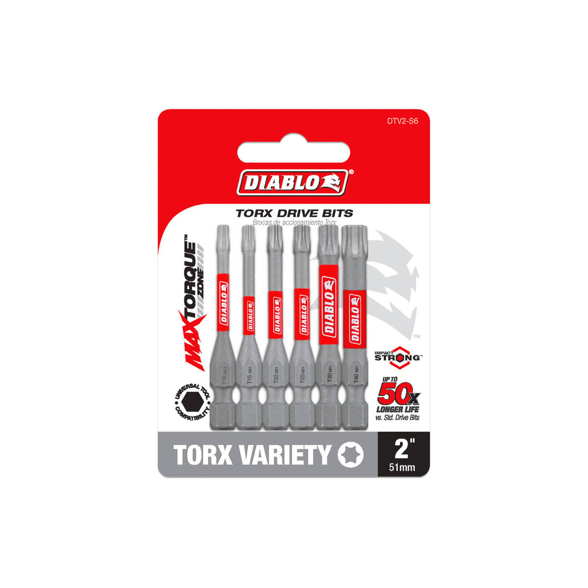 Diablo Power Bit Torx Variety 2 - 6 Pack - 2" - Extreme Durability & Impact Resistance - SuperSaverAU - view 1