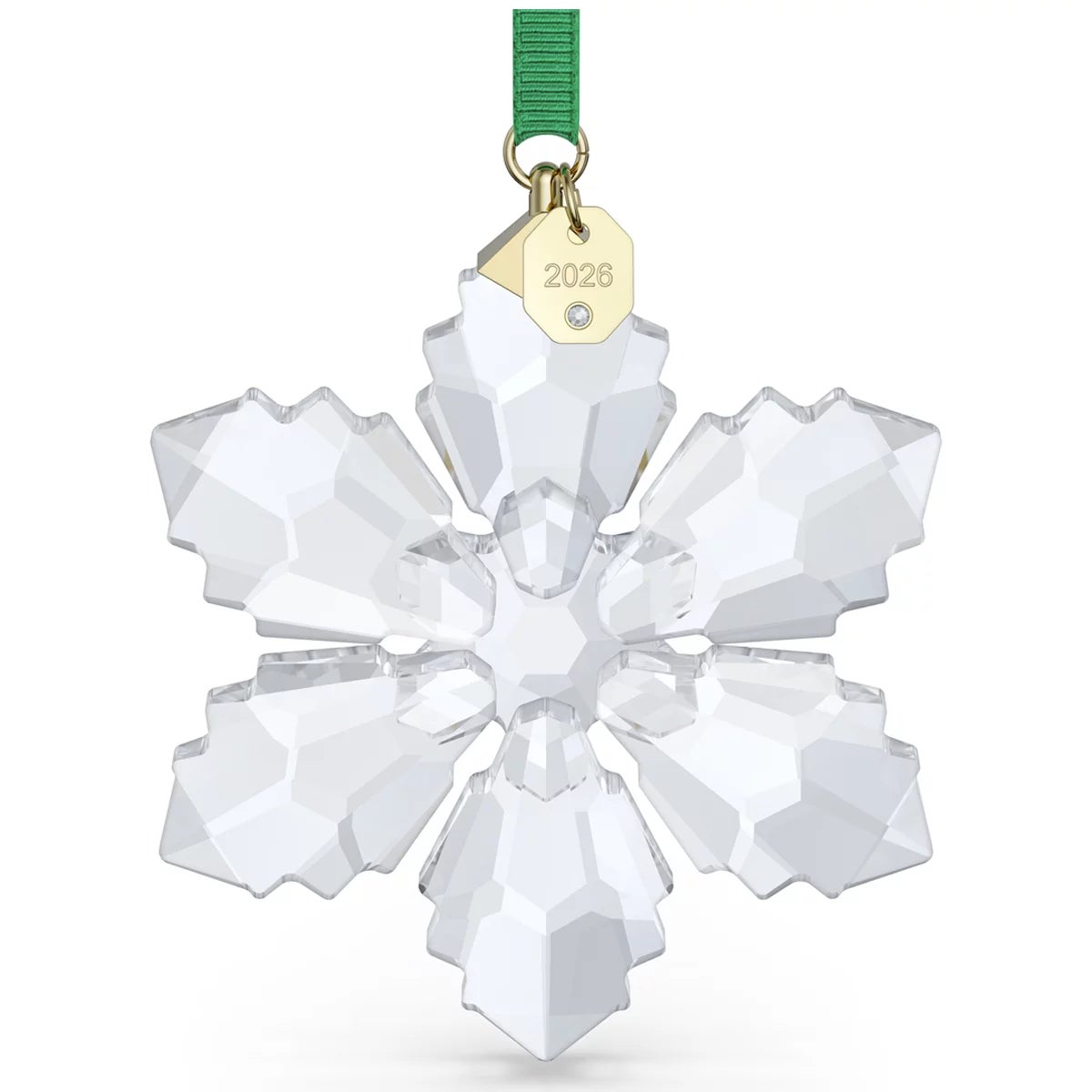 Swarovski 2026 Crystal Snowflake Christmas Ornament, Green Ribbon and 192 Facets — image 5