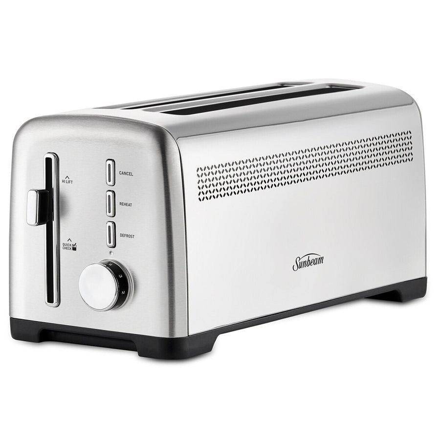 Sunbeam 4 Slice Long Slot Toaster 9 Browning Settings Stainless Steel TAM1003SS