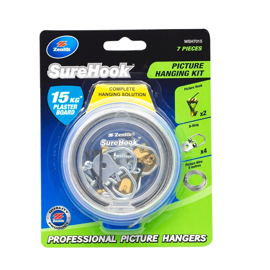 Zenith Picture Hanging Kit - 15kg Brass Plated - 7 Piece - Secure Hang - SuperSaverAU - view 1