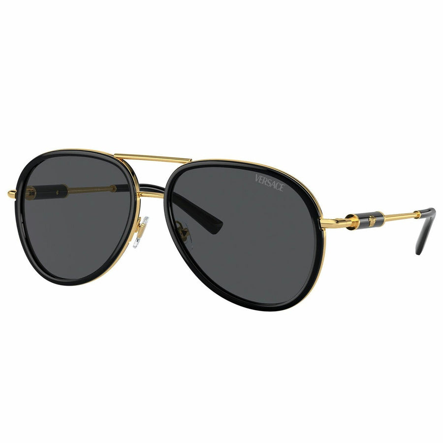 Versace Women's Aviator Sunglasses VE2260 Dark Grey Lenses Black Metal UV400