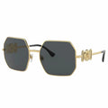 Versace Women's Gold Sunglasses VE2248 Irregular Metal Frame Solid Grey Lenses — image 5