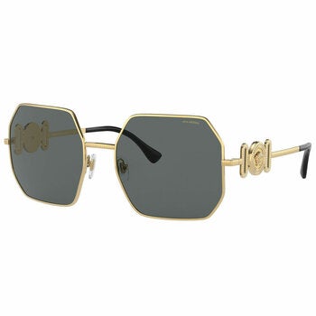 Versace Women's Irregular Sunglasses VE2248 Dark Grey Lenses Gold Metal Temples — image 4