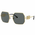 Versace Women's Irregular Sunglasses VE2248 Dark Grey Lenses Gold Metal Temples