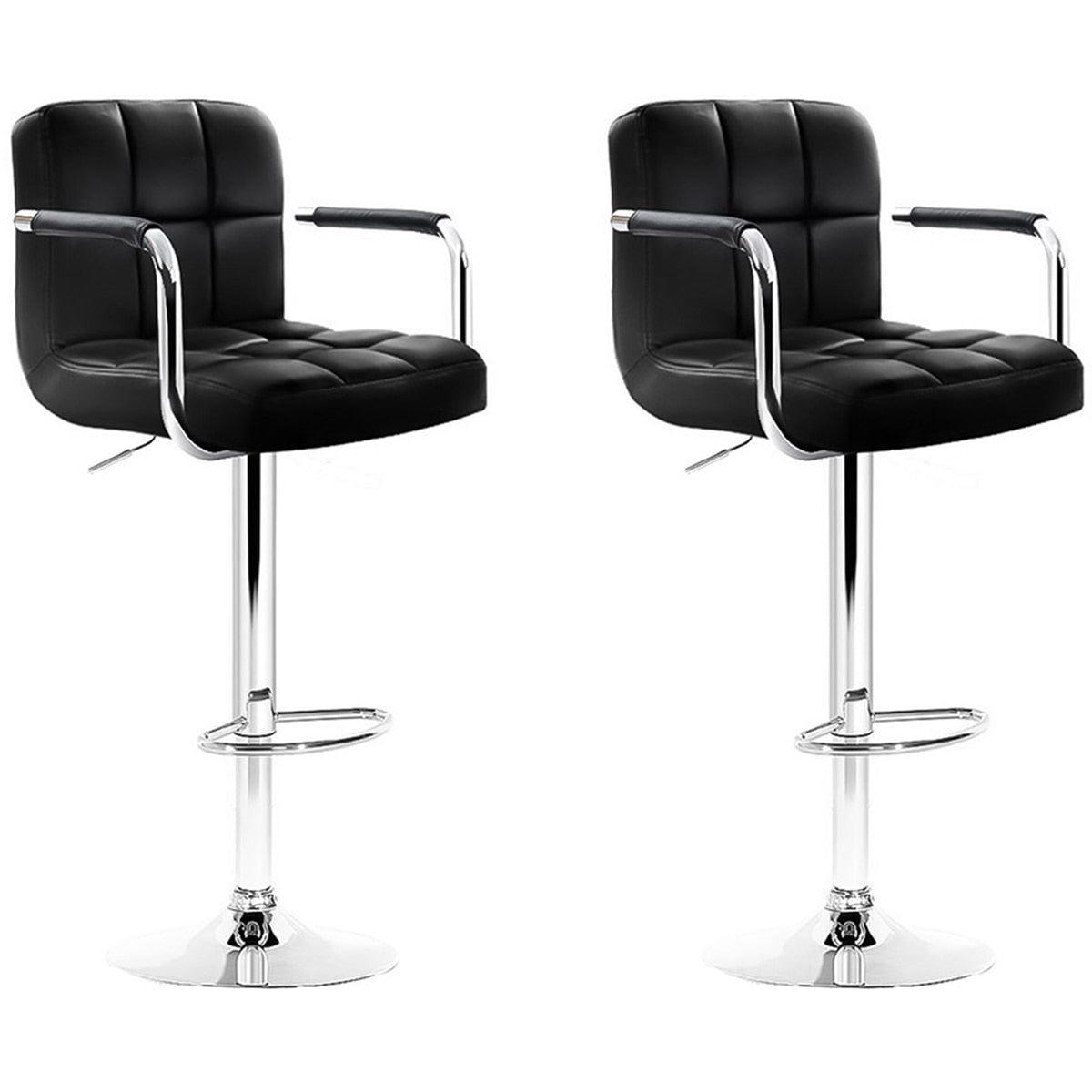 Artiss Black Gaslift Swivel Barstool with Arm Rests 2 Pack - SuperSaverAU - view 3