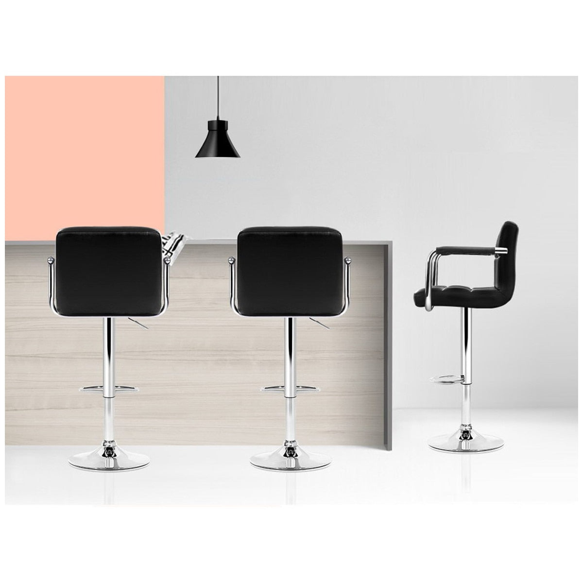 Artiss Black Gaslift Swivel Barstool with Arm Rests 2 Pack - SuperSaverAU - view 6