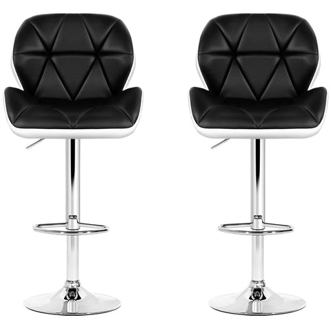 Artiss Black And White Gaslift Swivel Barstool With Rhombus Motif 2 Pack - SuperSaverAU - view 2
