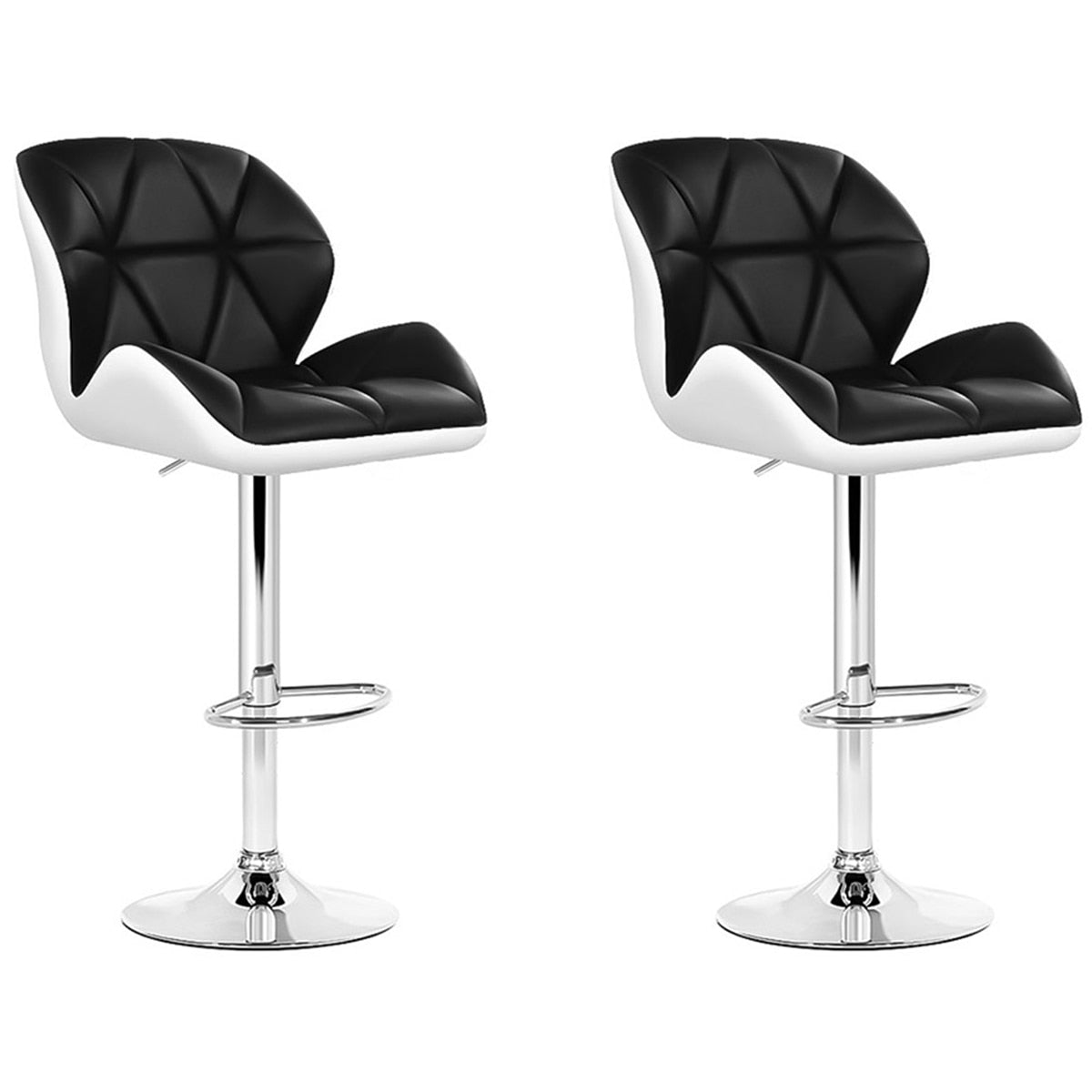Artiss Black And White Gaslift Swivel Barstool With Rhombus Motif 2 Pack - SuperSaverAU - view 3