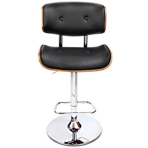 Artiss Black Gaslift Swivel Barstool With Wooden Seat - SuperSaverAU - view 1