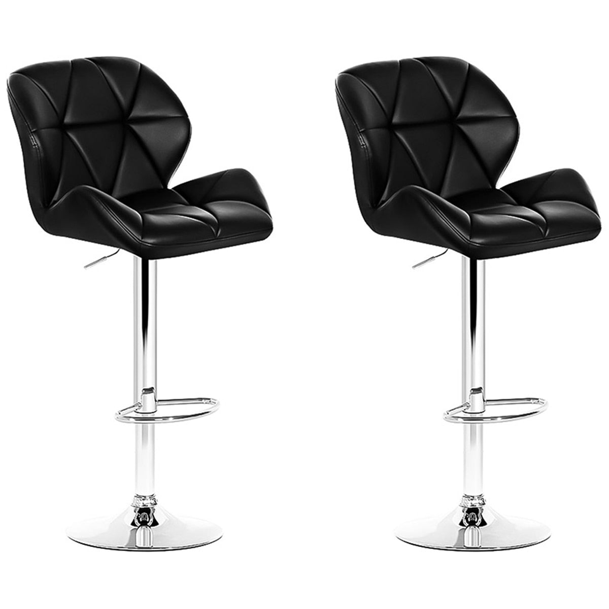 Artiss Black Gaslift Swivel Barstool With Rhombus Motif 2 Pack - SuperSaverAU - view 3