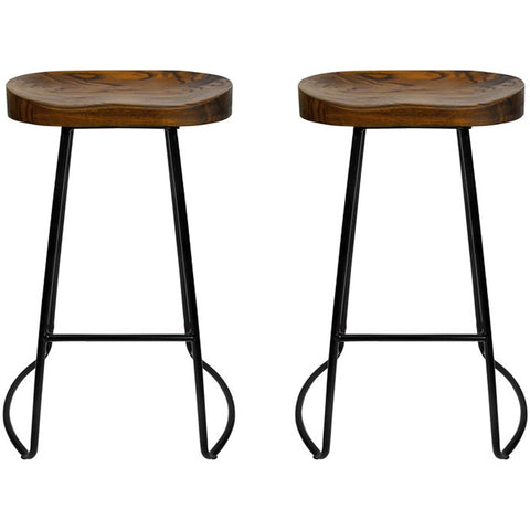 Artiss Vintage Tractor Barstool Black 2 Pack - Rustic Style, Metal Frame, Swivel Seat, Footrest, Indoor/Outdoor Use - SuperSaverAU - view 1