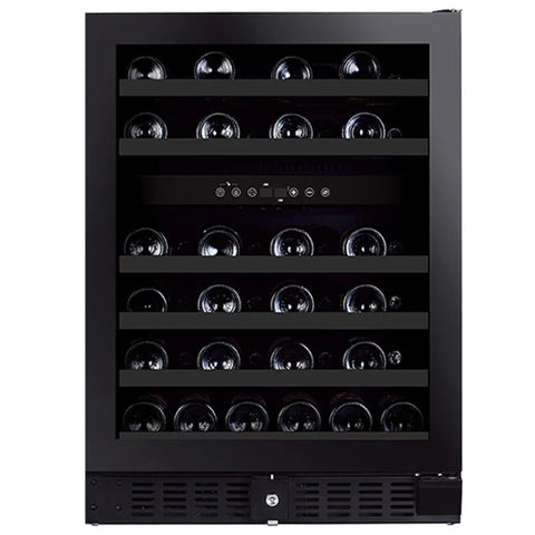 Grand Cru 46 Bottle Dual Zone Wine Fridge - Black Rimless Glass Door - UV Protected - GCWF46DZBLK