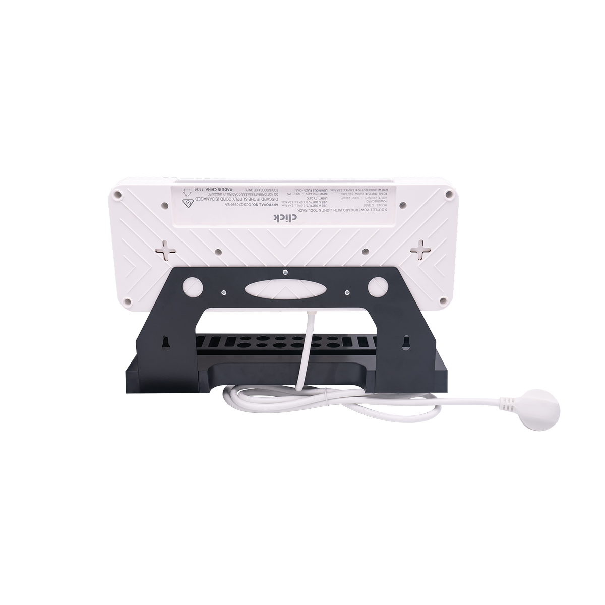 Click 5 Outlet Power Board Tool Rack with LED Light - 1.8m Cable - Adjustable - SuperSaverAU - view 3