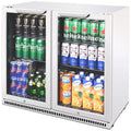 Husky 203L Double Door Home Bar Drinks Chiller - White, Low-E Glass, Manual Dial Control - C2HHMBWHAU