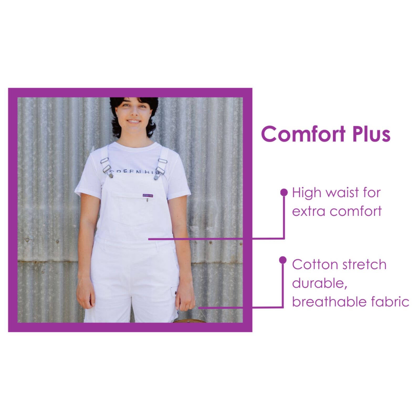 Green Hip All Women Overalls Pink Size 20 Cotton Drill Bib & Brace