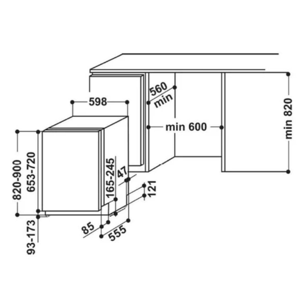 Whirlpool 60cm Fully Integrated Dishwasher - 14 Place Settings, 6th Sense, Flexi-Space Racks - WIE2C19AUSA