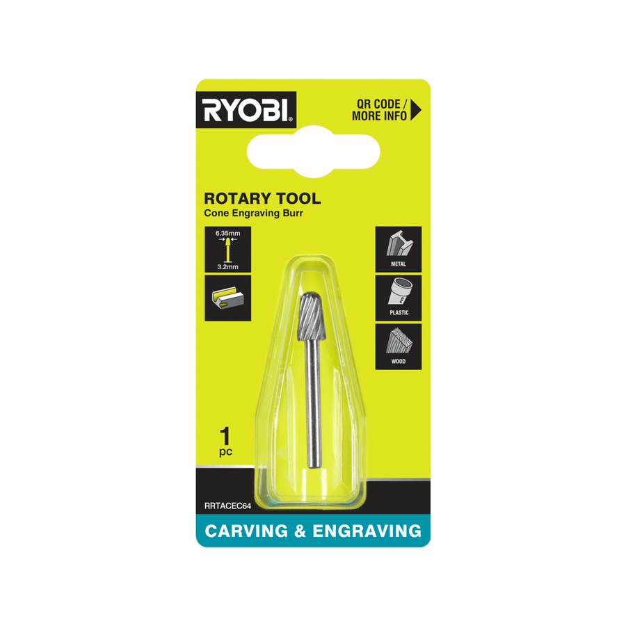 Ryobi Cone Shaped Engraving Burr - 6.4mm - High-Speed Steel - Precision Carving - SuperSaverAU - view 1